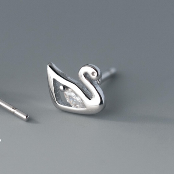 Sterling Silver Swan Bird Earrings (Also comes in Rose Gold) - Picture 3 of 6